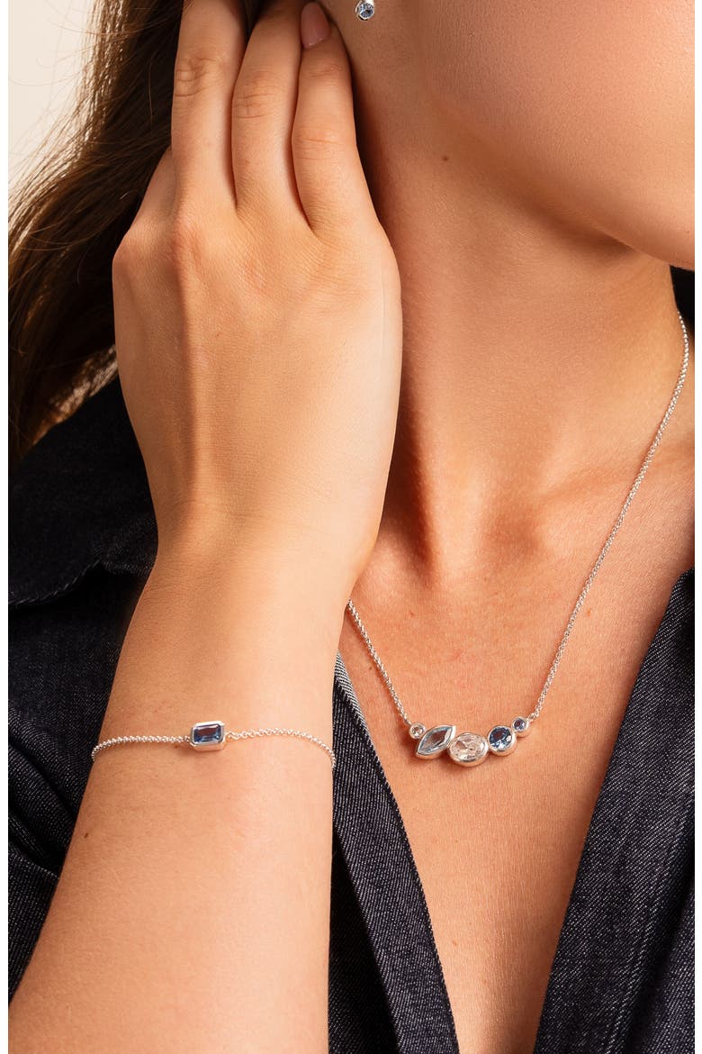 'Serenity' Tutti Frutti Bar Necklace, Alternate, color, Sterling Silver