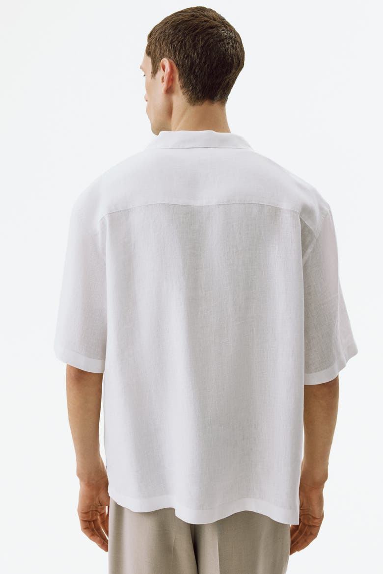Relaxed Fit Linen Resort Shirt, Alternate, color, White