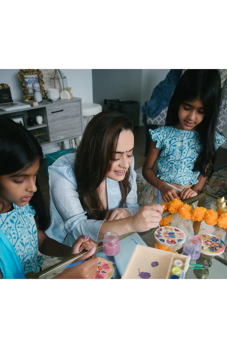 KULTURE KHAZANA Make Your Own Rangoli Coaster Kit Diy 4 Wooden Coasters, Alternate, color, Multicolored