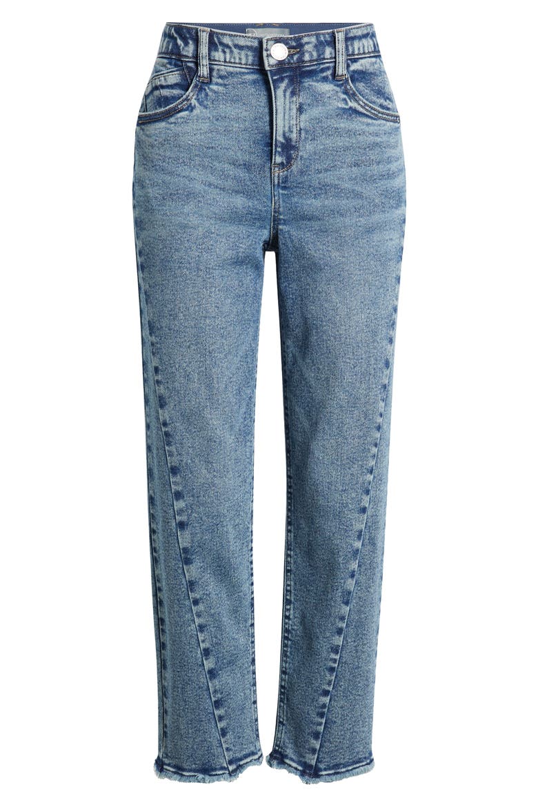 Twist Seam High Waist Ankle Jeans, Alternate, color, MID BLUE