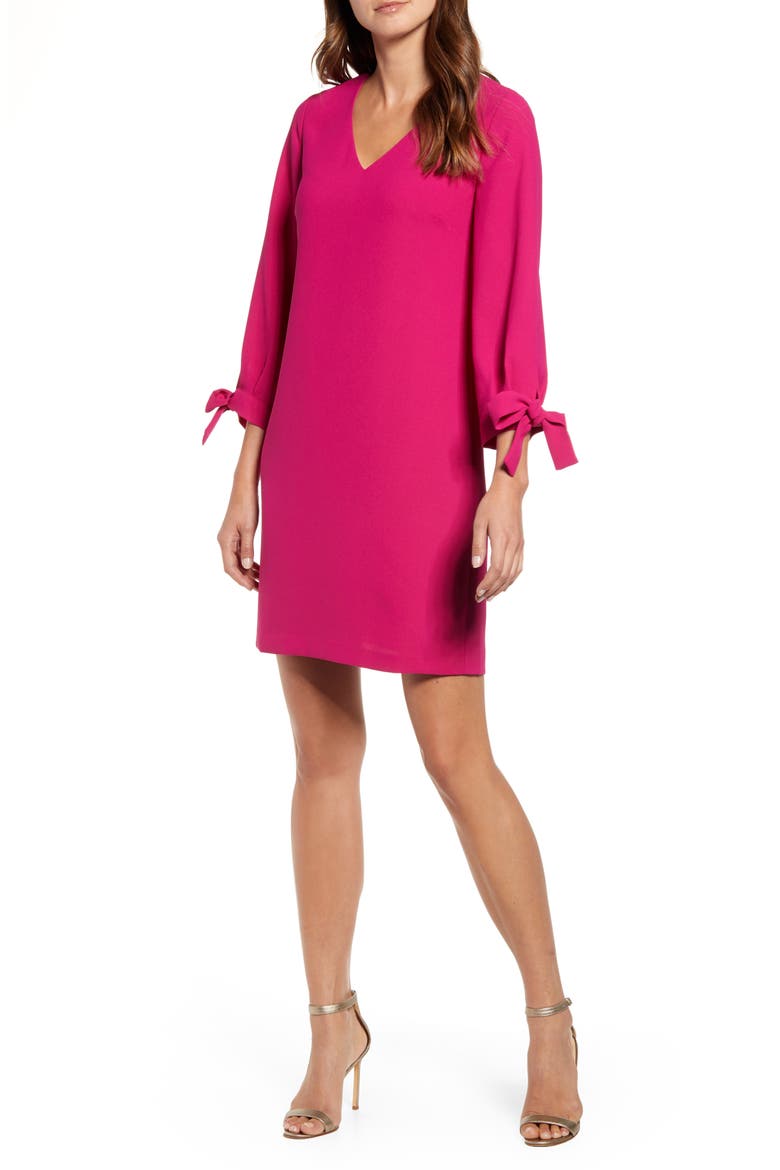Tie Sleeve A-Line Dress, Main, color, PLUMERIA