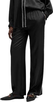 AllSaints Charli Whipstitch Satin Wide Leg Pants