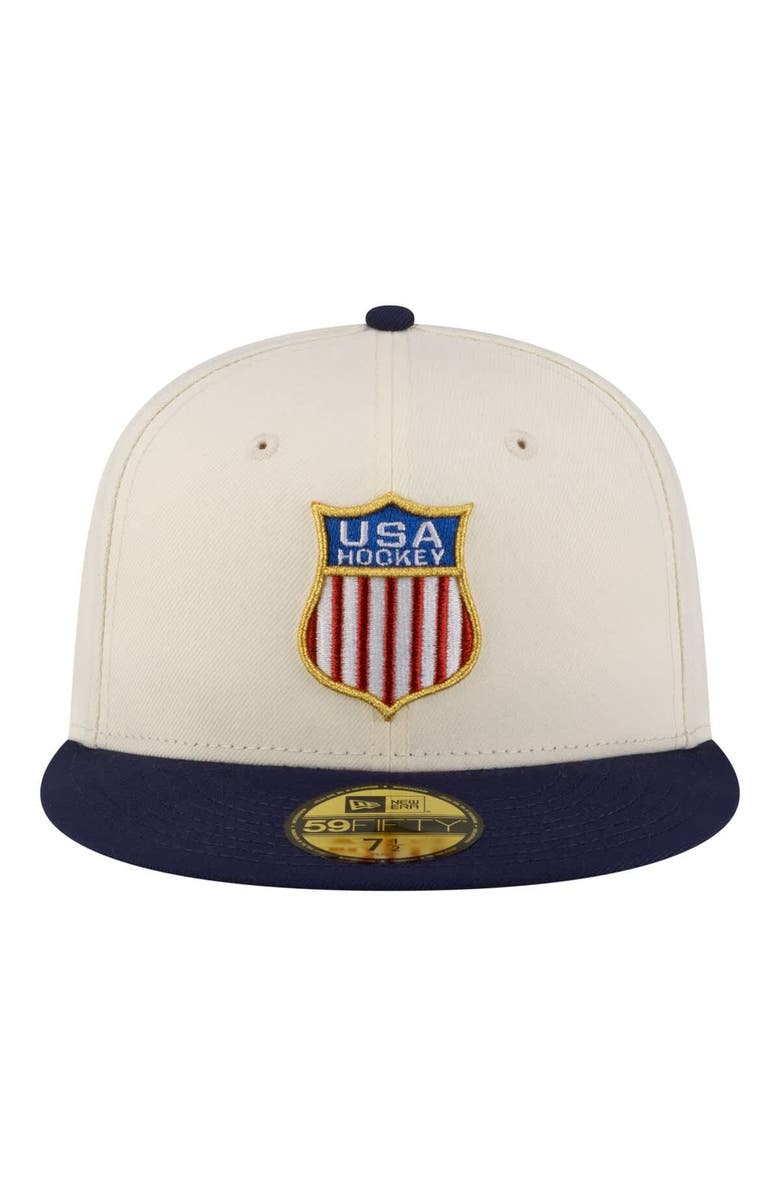 New Era Men's New Era White/Navy US Hockey 2-Tone 59FIFTY Fitted Hat, Alternate, color, White
