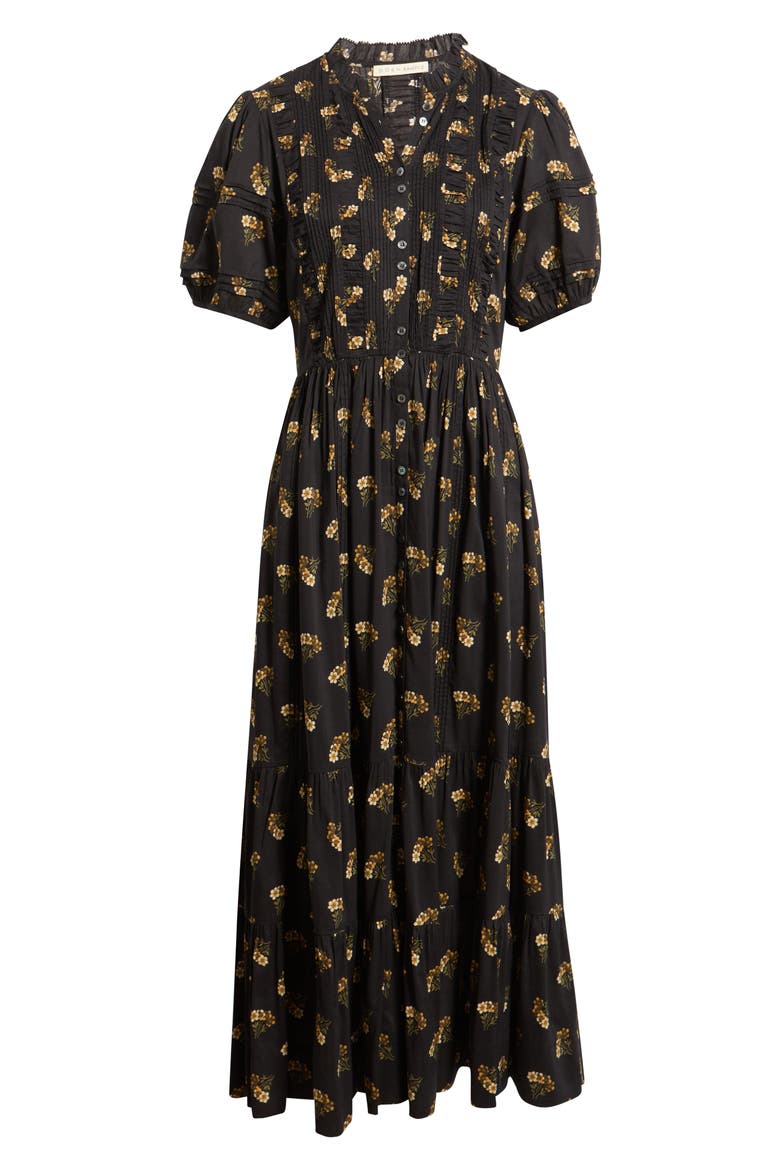 Haleigh Pintuck Midi Dress, Alternate, color, BUTTERCUP BOUQUET