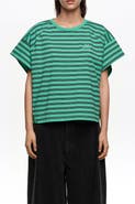 Bimba y Lola Striped Cropped T-shirt With Embroidered Logo