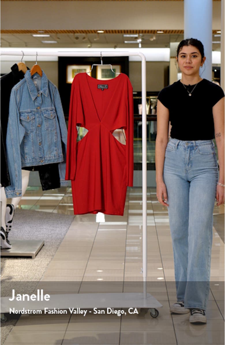 Long Sleeve Plunge Neck Cutout Minidress, sales video thumbnail