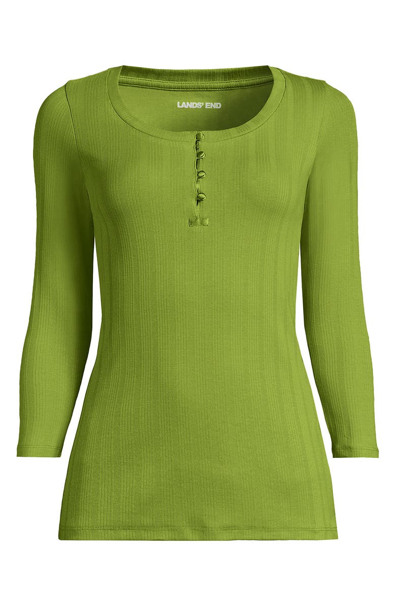 Lands
 End 3/4 Sleeve Variegated Micro Rib Henley, Alternate, color, Winter Pear