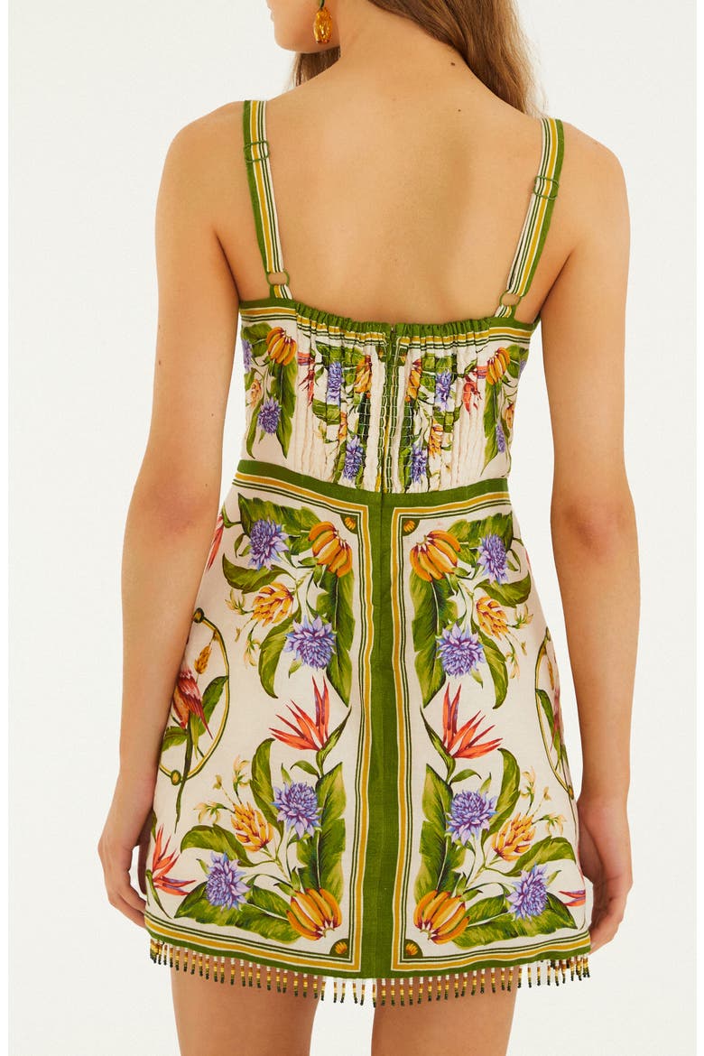Tropical Scarf Print Linen Minidress, Alternate, color, SAND