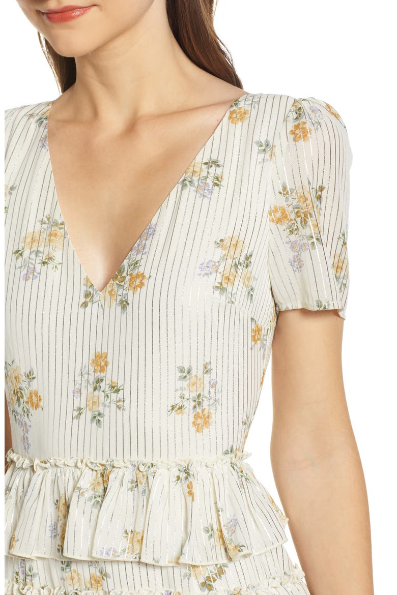 Darlene Tiered Ruffle Dress, Alternate, color, IVORY DITSY FLORAL