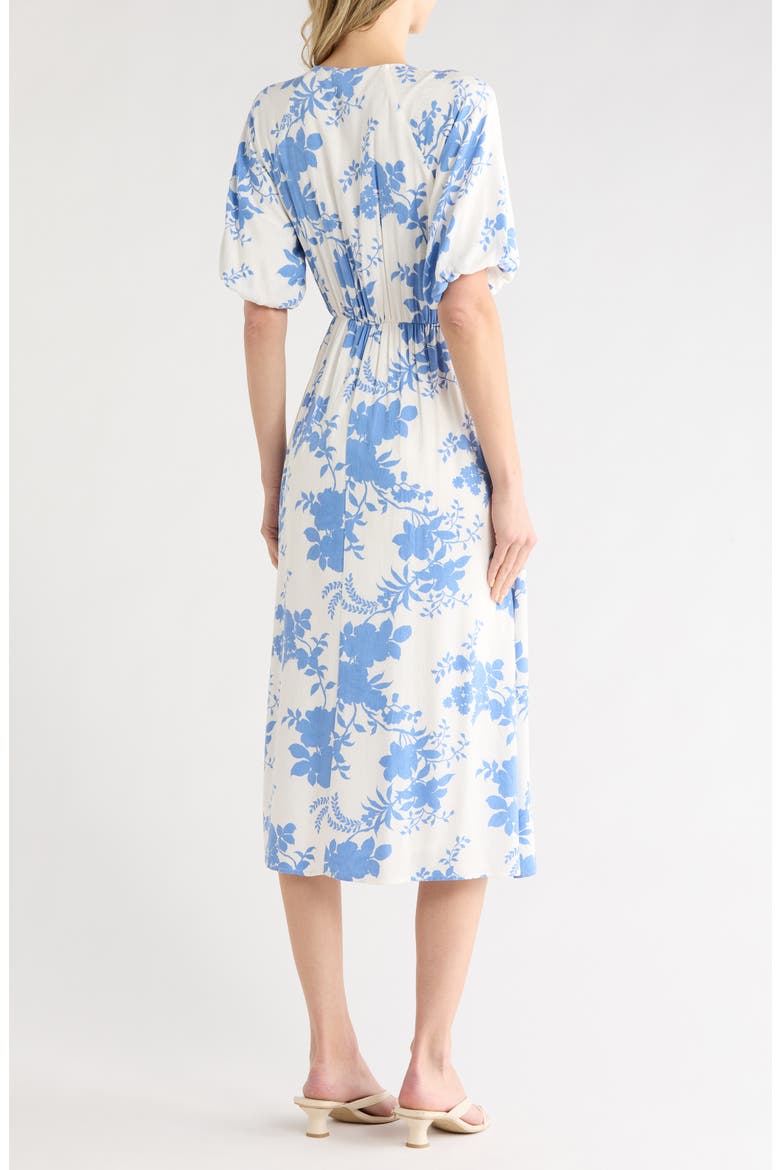 Empire Waist Midi Dress, Alternate, color, WHITE BLUE FLORAL