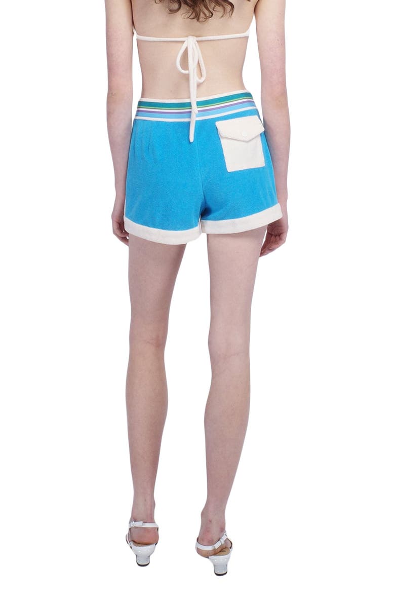 Anna Sui Cabana Terry Shorts, Alternate, color, Ocean Blue