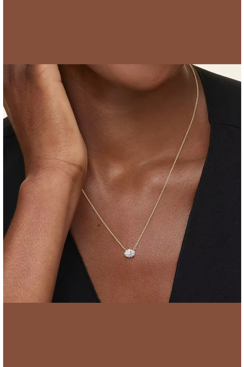 Elena Moissanite Solitaire Vermeil Necklace, Alternate, color, Gold