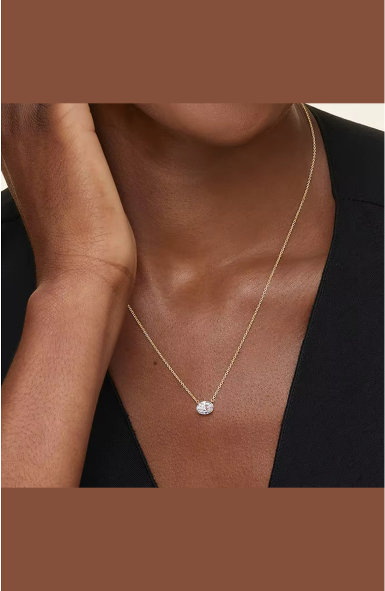 DLORIA Elena Moissanite Solitaire Vermeil Necklace, Alternate, color, Gold