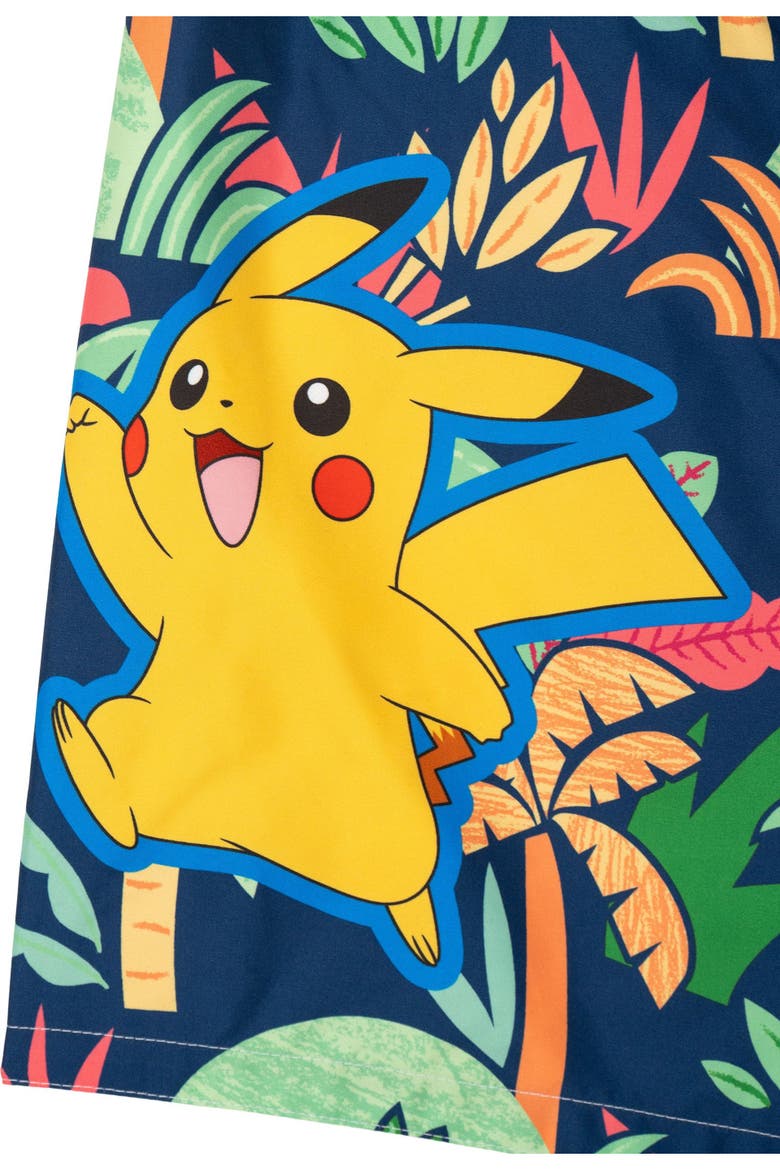 Swimwear Bathing Suit Swim Trunks UPF 50+, Alternate, color, Pikachu Bulbasaur Navy