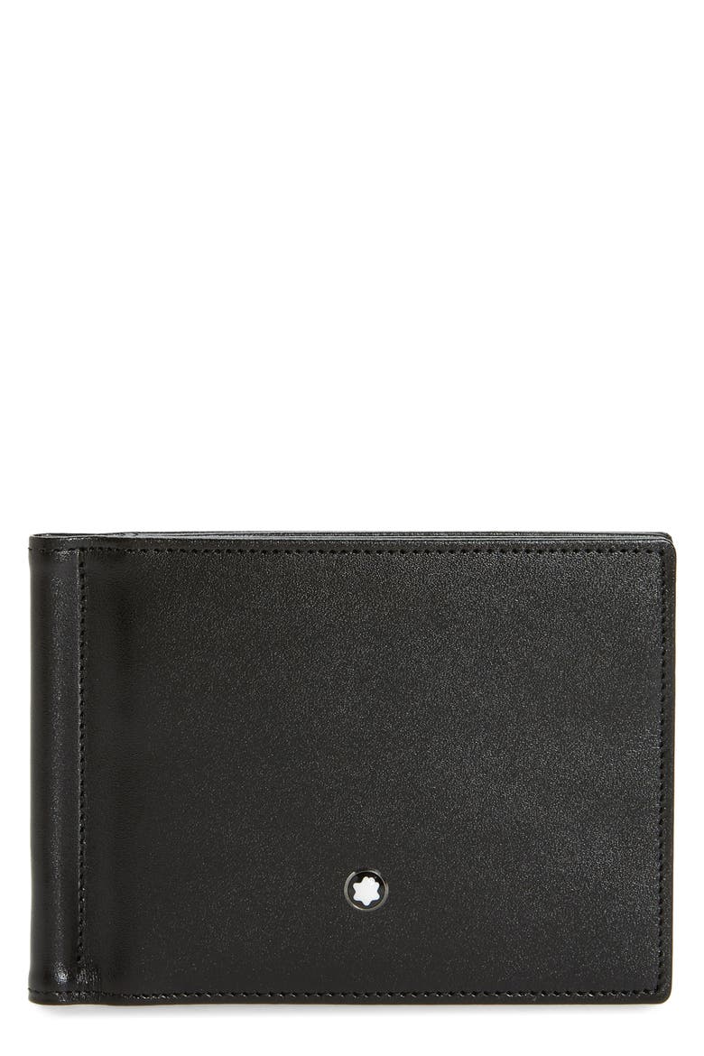 Leather Money Clip Wallet, Main, color, BLACK