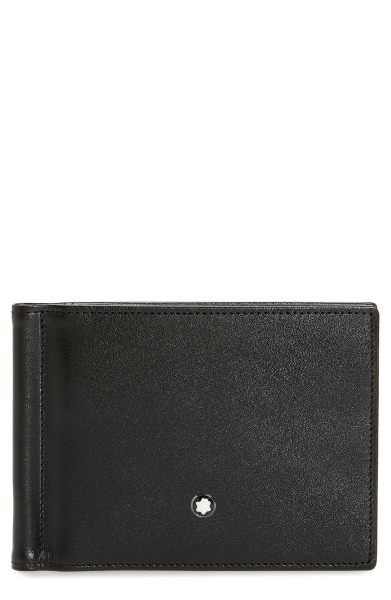 Montblanc Leather Money Clip Wallet, Main, color, Black