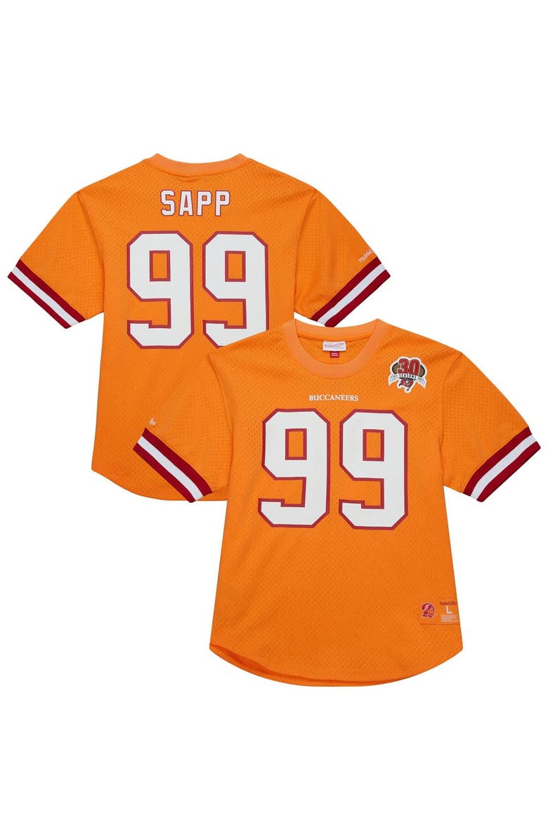 Mitchell & Ness Men's Mitchell & Ness Warren Sapp Orange Tampa Bay Buccaneers Retired Player Name & Number Mesh Top, Main, color, Orange