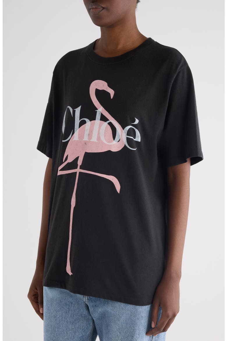 Flamingo Organic Cotton Graphic T-Shirt, Alternate, color, ASH BLACK