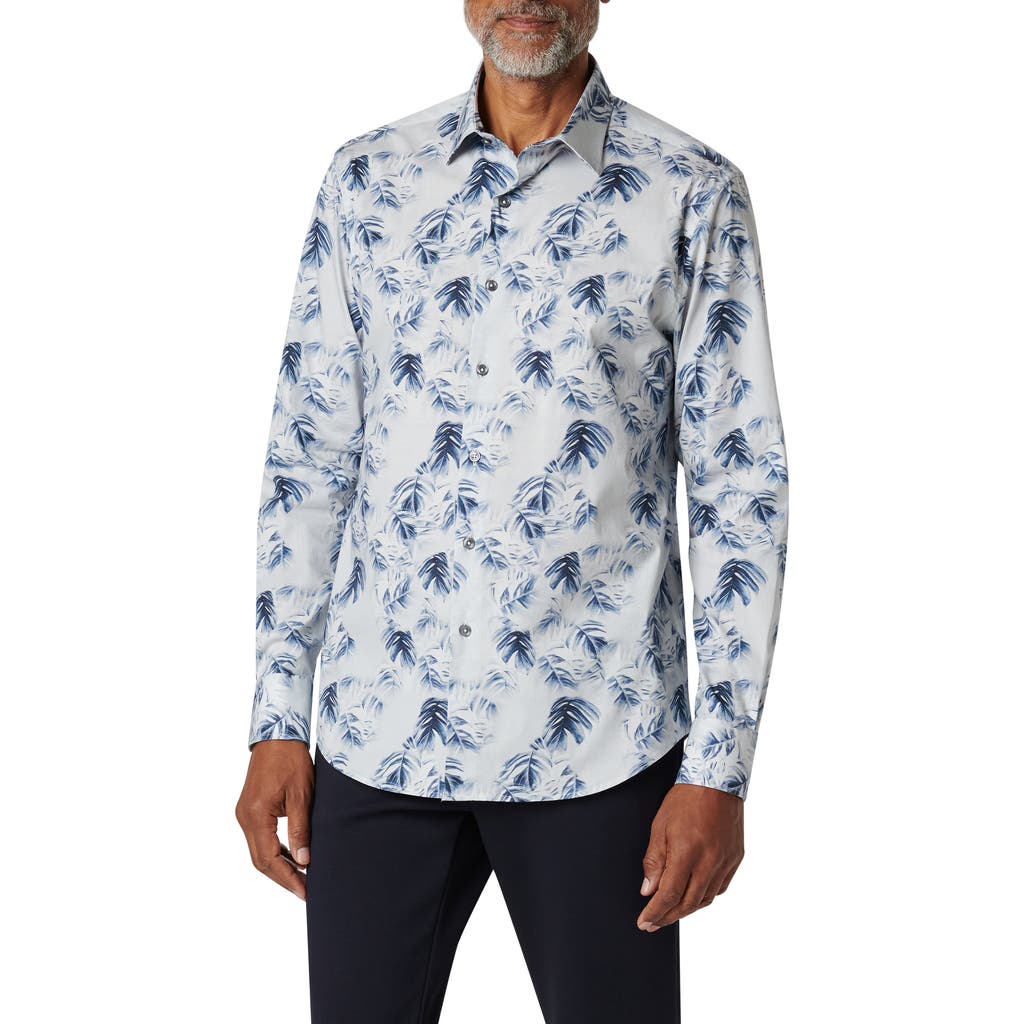 Bugatchi Julian Stretch Cotton Button-up Shirt In Dusty Blue