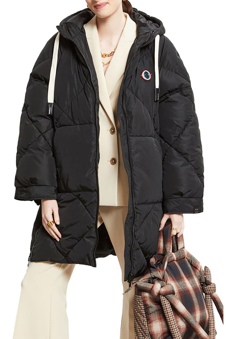 Midi Quilted Puffer Jacket, Main, color, Black