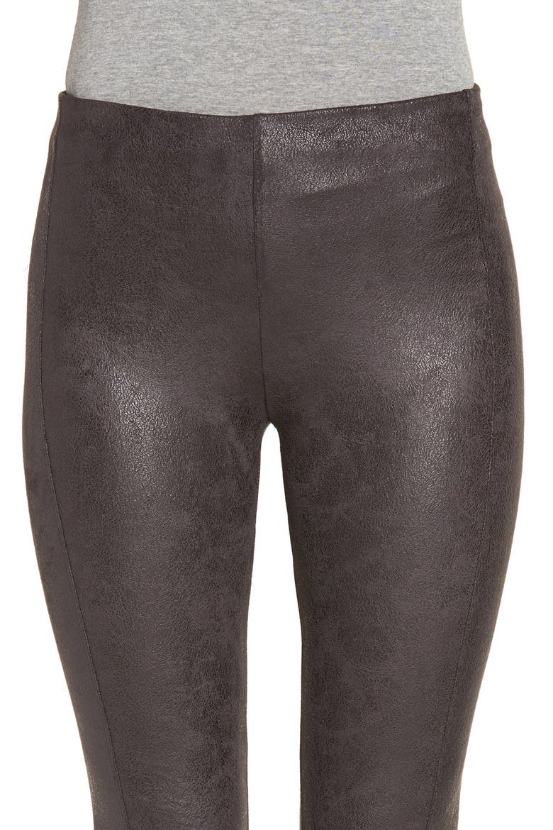 Lyssé Buffed Faux Suede Leggings, Alternate, color, BLACK