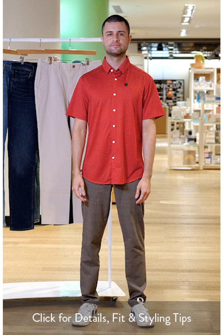 Halyard Trim Fit Red Hot Dot Short Sleeve Performance Button-Up Shirt video