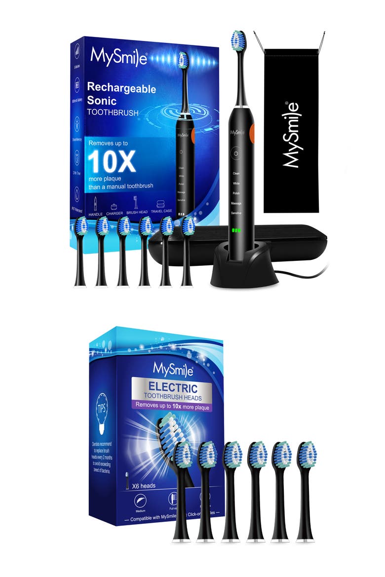 Sonic Toothbrush & Replacement Heads Bundle, Main, color, Black