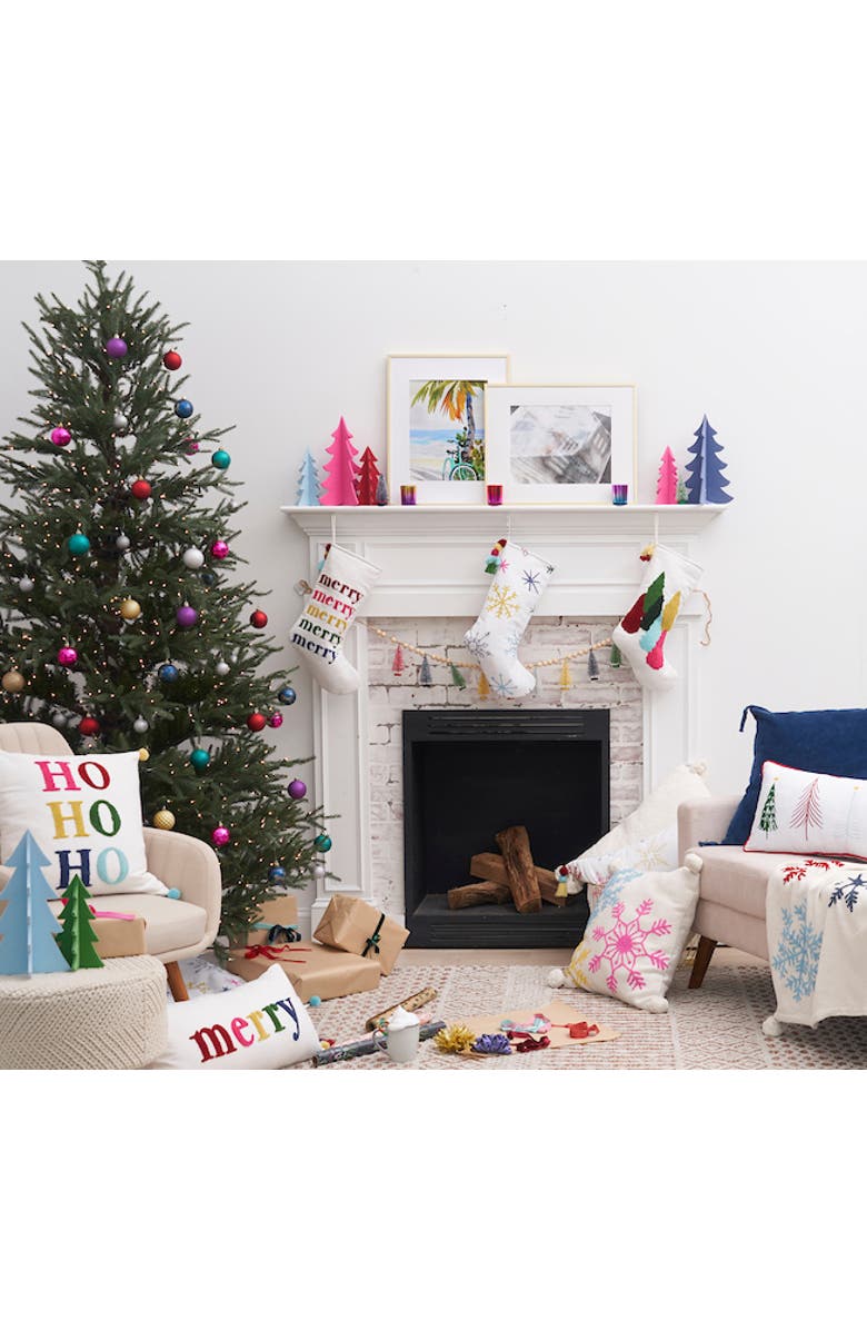 carol & frank Colorful Trees Throw Pillow, 12" x 24", Alternate, color, Red