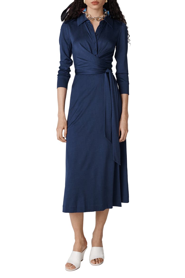 Sana Two Wrap Shirtdress, Main, color, CLASSIC NAVY
