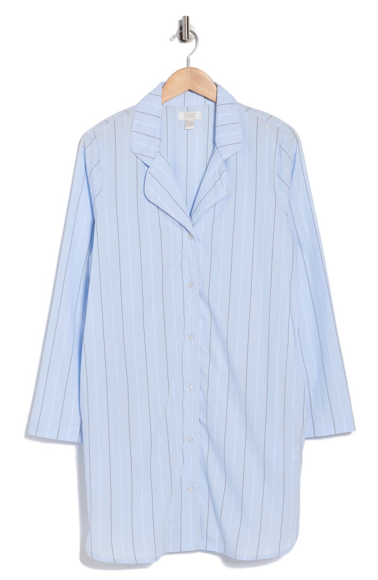 NORDSTROM RACK Cotton Poplin Nightgown, Main, color, Blue- White Kara Stripe