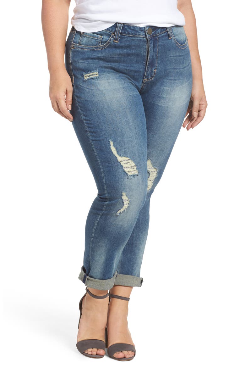 Ripped & Embellished Skinny Jeans, Main, color, BANKS