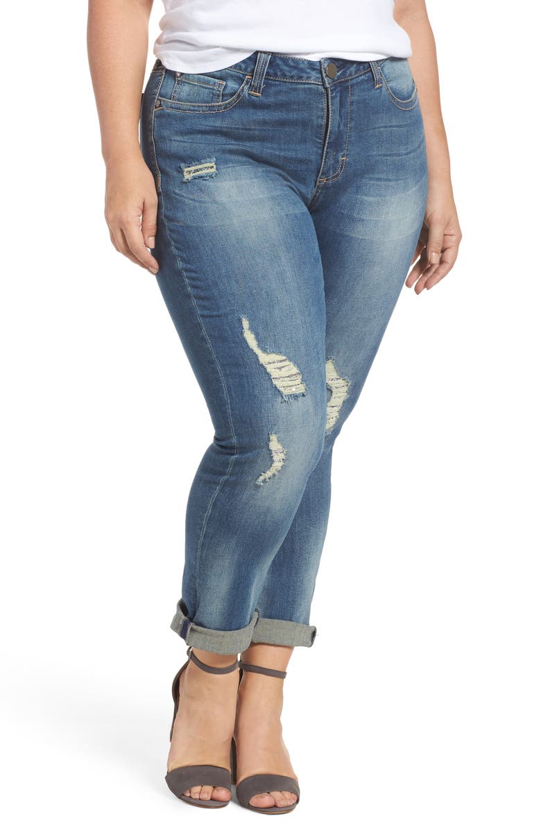 Seven7 Ripped & Embellished Skinny Jeans, Main, color, 