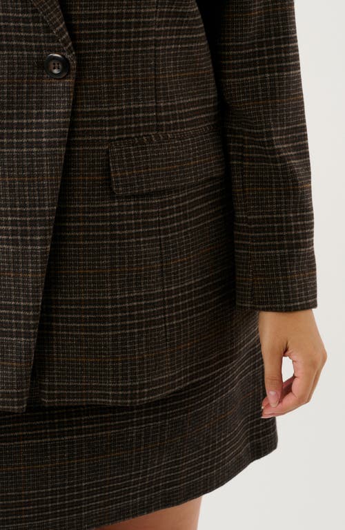 Estelle Noel Check Double Breasted Blazer In Brown