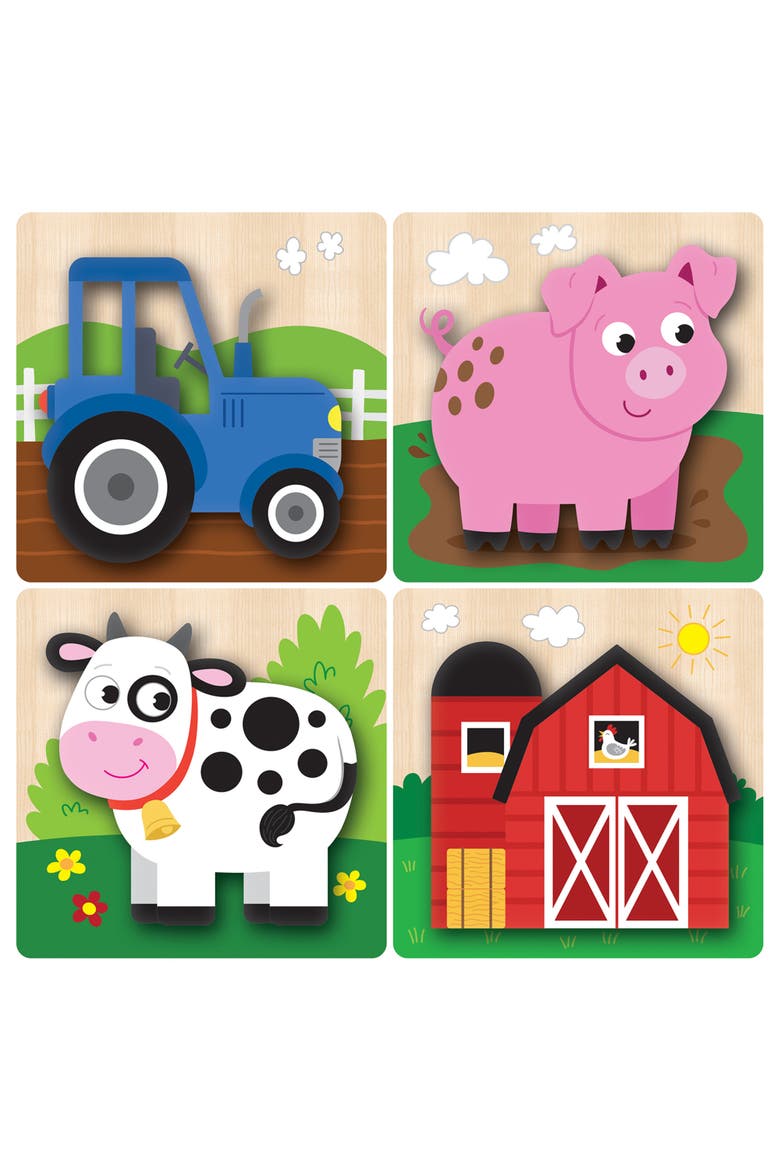 Farm Wood Puzzles 4-Pack, Alternate, color, Multicolor