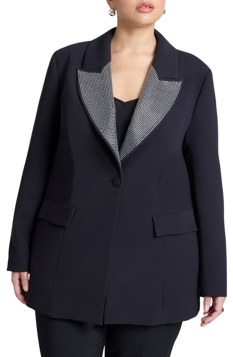 ELOQUII Beaded Lapel Oversize Jacket, Main, color,