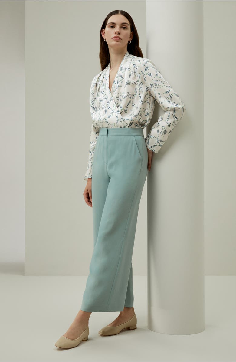 Lilysilk Silk Wide Leg Tailored Pant with Mid Rise, Alternate, color, Sea Mist