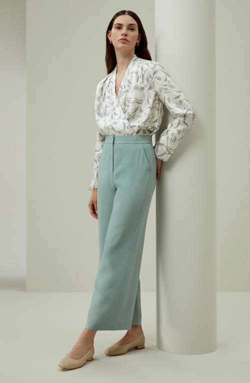 Shop Lilysilk Silk Wide Leg Tailored Pant With Mid Rise In Sea Mist
