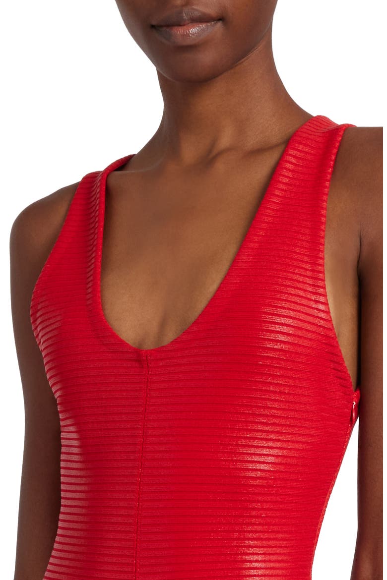 Coated Rib Fit & Flare Dress, Alternate, color, ROUGE