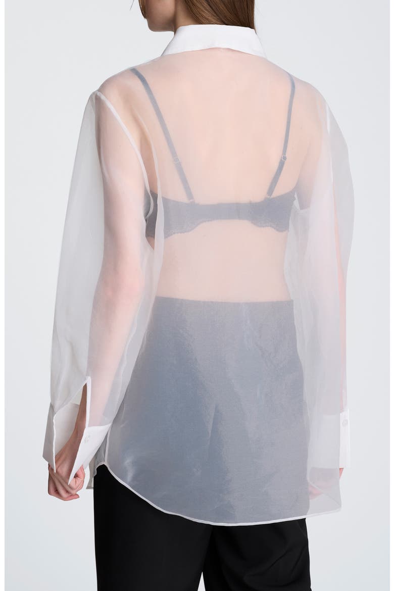 Sheer Oversize Button-Up Shirt, Alternate, color, FEATHER WHITE