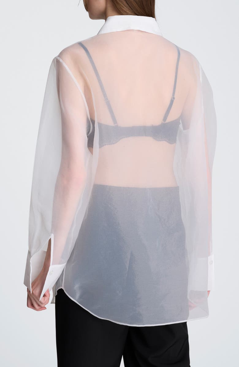 Kenneth Cole Sheer Oversize Button-Up Shirt, Alternate, color, Feather White
