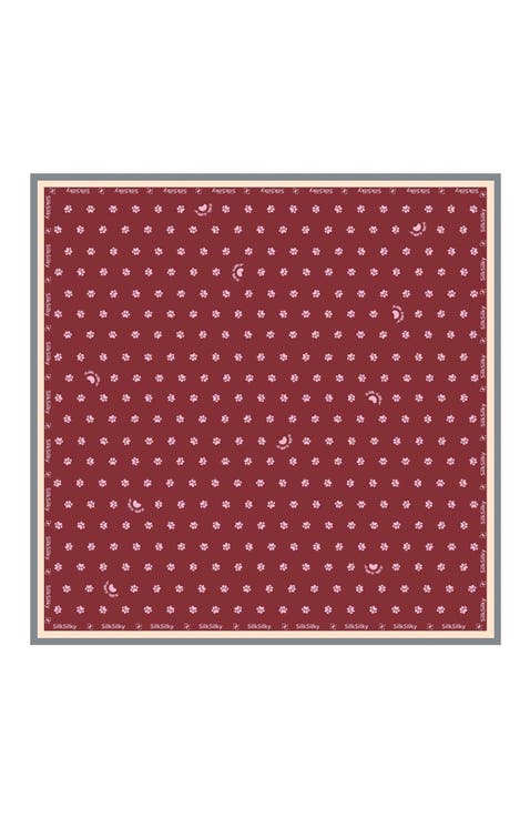 Pure Silk Paw Print Square Scarf