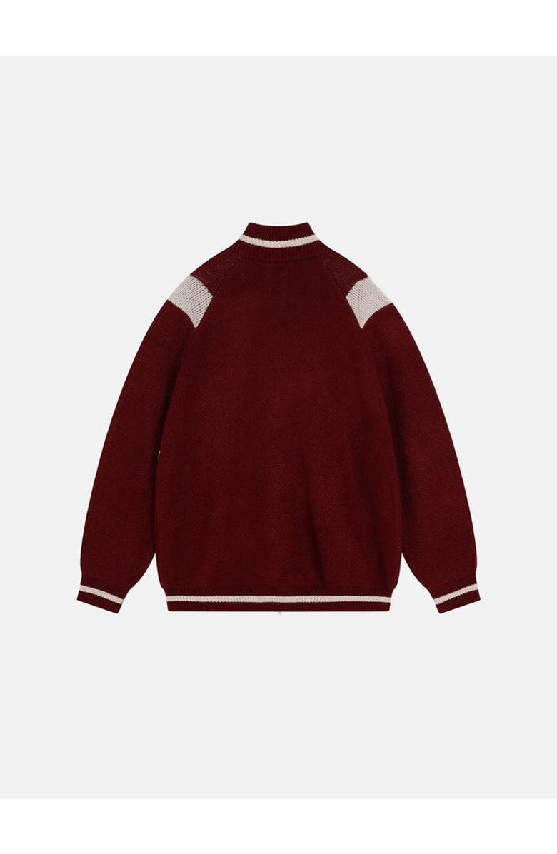 AELFRIC EDEN 24 Jacquard Zip Up Cardigan, Alternate, color, Red