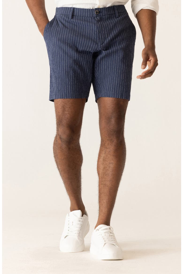 Oasis Seersucker Bermuda Shorts, Main, color, INDIGO/ NATURAL