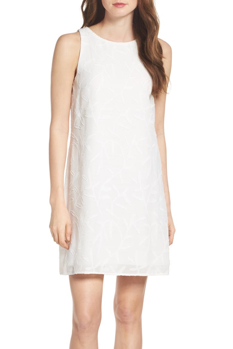 Clipped Jacquard Shift Dress, Main, color, IVORY