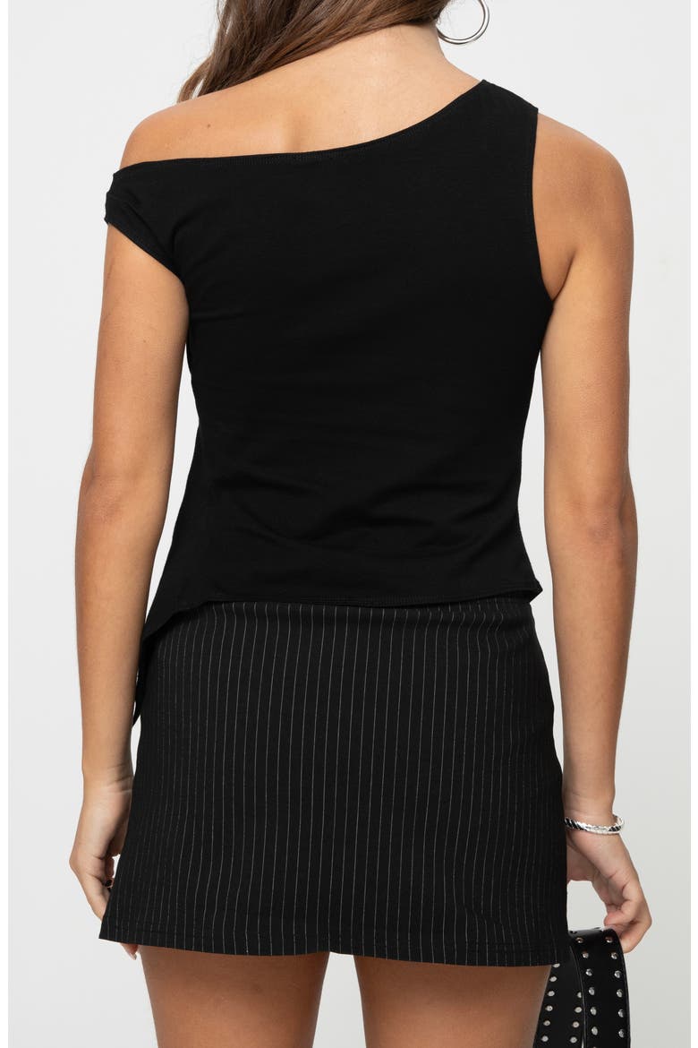 Karre One-Shoulder Side Snap Top, Alternate, color, BLACK