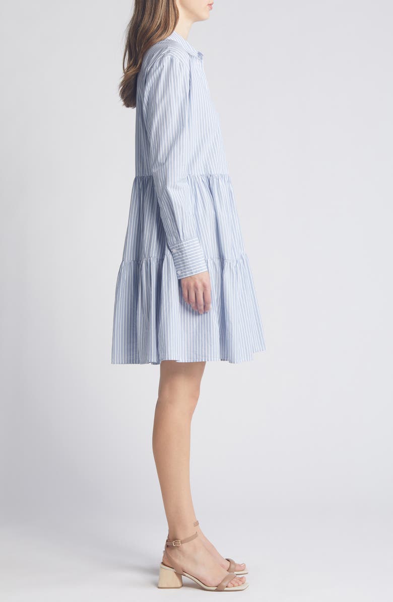 Caslon<sup
®</sup
Stripe Tiered Long Sleeve Shirtdress, Alternate, color,