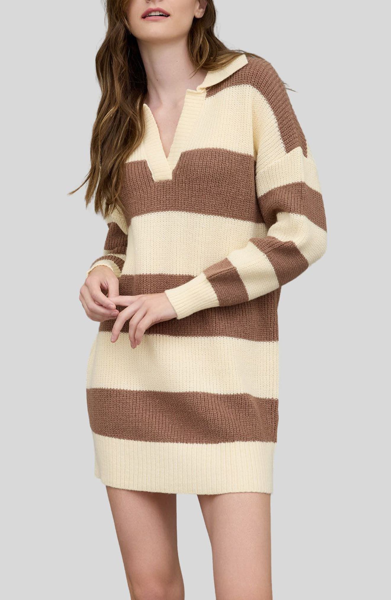Blu Pepper Stripe Long Sleeve Sweater Dress