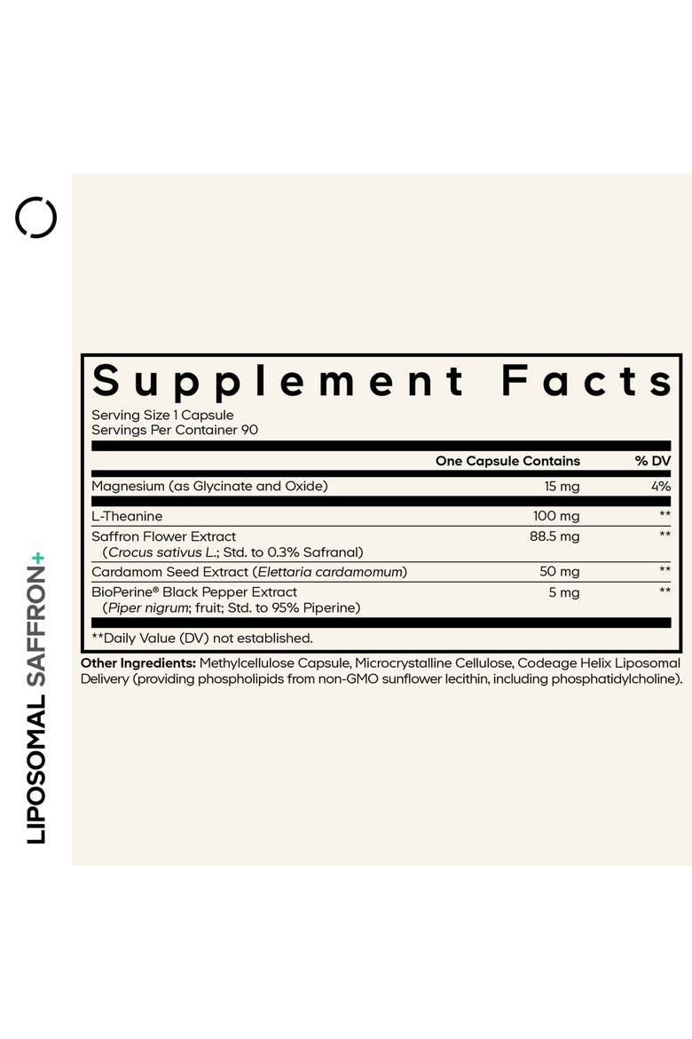 Liposomal Saffron+, Magnesium, L-Theanine Supplement, Alternate, color, White