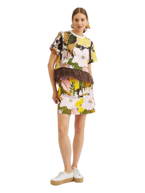 Short Skirt Big Flower Rose Pink