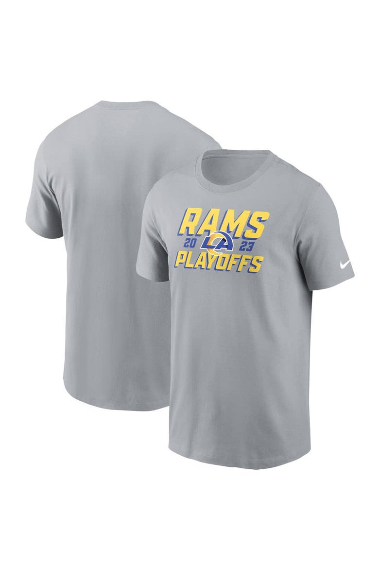 Men's Nike Gray Los Angeles Rams 2023 NFL Playoffs Iconic T-Shirt, Main, color, Gray
